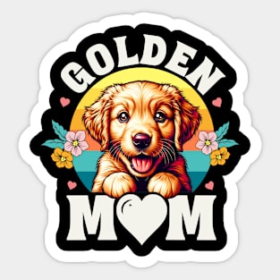 Colorful Golden Retriever Mom Retro Sunset Dog Lover Sticker